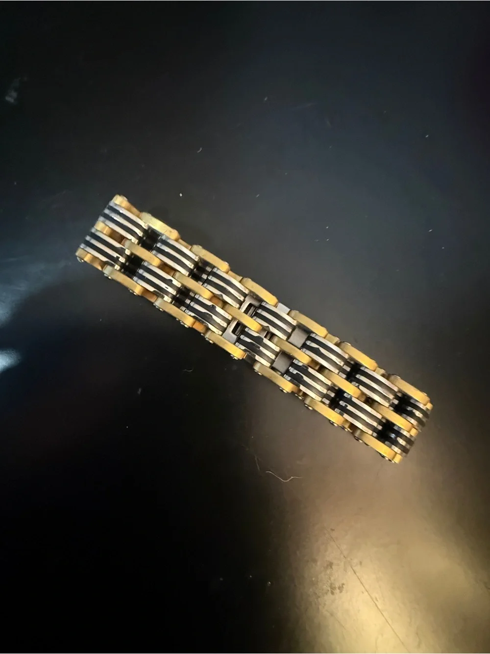 Invicta Gold and Black Stainless Steel Bracelet